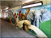 SJ8995 : Gorton Works & Belle Vue Zoo Mural by Gerald England