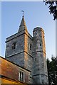 Fittleton church: the tower, on a May evening