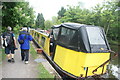 View of a narrowboat moored on the Grand Union Canal near Batchworth Lock #4