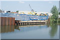 View of excavators clearing the derelict industrial land for development