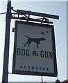 Sign for the Dog & Gun public house, Bearpark