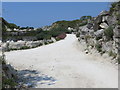 Track through disused quarries at Easton