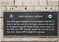 Plaque, York Railway Station, Yorkshire