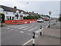 Zebra crossing and roadworks barriers, Caerphilly Road, Cardiff