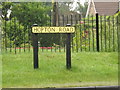 TL9676 : Hopton Road sign by Geographer