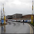 Open barriers at the entrance to Yate Shopping Centre car park