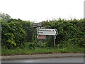 TL9886 : Roadsigns on the B1111 Watton Road by Geographer