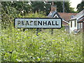 TM3569 : Peasenhall Village Name sign on the A1120 Chapel Street by Geographer