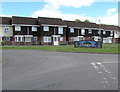 Houses and mural, Moorland Park, Newport