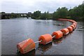 SK4630 : River Trent boom at Sawley weir by David Lally