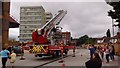 View of a fire engine parked up ready for a drill demonstration in Barking Fire Station #3
