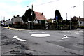 Mini-roundabout and BT phonebox in Loughor