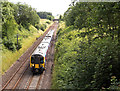 350409 approaching B7076 bridge - July 2016