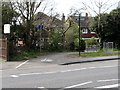 Cycle route and footpath viewed across Gloucester Road, Cheltenham