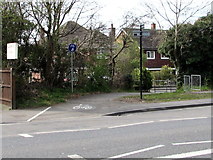 SO9221 : Cycle route and footpath viewed across Gloucester Road, Cheltenham by Jaggery