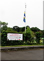SN1304 : Saundersfoot Sports & Social Club nameboard and flagpole by Jaggery