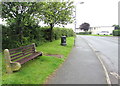 Roadside bench and litterbin in New Hedges, Pembrokeshire