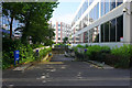 Entrance to office block parking