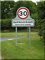 TM0080 : Garboldisham Village Name sign on the B1111 Hopton Road by Geographer