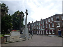 TF4609 : War memorial and The Crescent - Wisbech in Bloom 2016 by Richard Humphrey