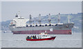 J4882 : Boat and ship off Bangor by Rossographer
