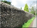 Flint wall. Church Lane, Yapton