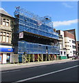 Extensive scaffolding on a Clarence Place building, Newport