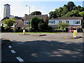 Allt-yr-yn Avenue houses and a distant clock tower, Newport