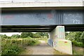 SK3934 : Graffiti on a bridge over the Derwent by David Lally