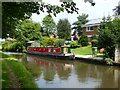 Narrowboat moored along the Staffordshire and Worcestershire Canal