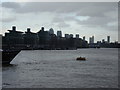 View of buildings in Wapping and Canary Wharf from Butlers Wharf