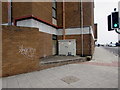 Electricity cabinet in a corner of Barry telephone exchange