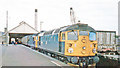 Wick station, with evening express to Inverness, 1984