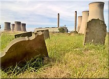 SK7985 : Fallen gravestones in old graveyard at West Burton by Chris Morgan
