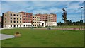 Grassed area in front of the Great Hall at Swansea University