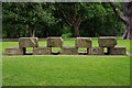 SP3165 : Multi-purpose stacked stone blocks, Victoria Park, Royal Leamington Spa by P L Chadwick