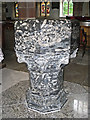 NY6820 : Font, St Lawrence's Church by Rose and Trev Clough