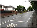 Cycle lane markings on Lavernock Road, Penarth