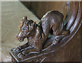 Carved bench end, St Helen