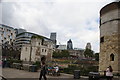 View of the Cheese Grater and Gherkin from the Thames Path by the Tower of London