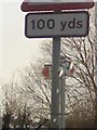 UK 100 Yards Ahead Sign