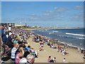 NZ3279 : Crowds on South Beach, Blyth, watching the Tall Ships depart by Graham Robson