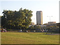 New tower block from Malcolm Park, Hendon