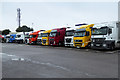 SP8543 : Lorry Park, Newport Pagnell Services (Northbound) by David Dixon