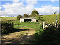 Shed, gate, footpath sign