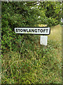 TL9669 : Stowlangtoft Village Name sign on Kiln Lane by Geographer