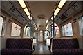 View along the inside of the 1967 Victoria Line tube stock carriage