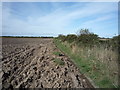 Ploughed field beside drain