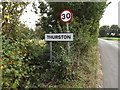 Thurston Village Name sign on Ixworth Road