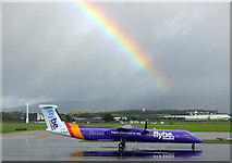 NS4766 : Glasgow Airport rainbow by Thomas Nugent
